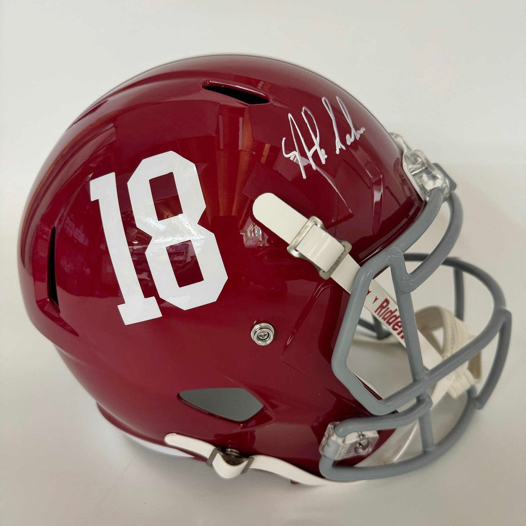 Autographed/Signed Nick Saban Alabama Crimson Tide FS Full Size College Football Helmet Beckett BAS COA