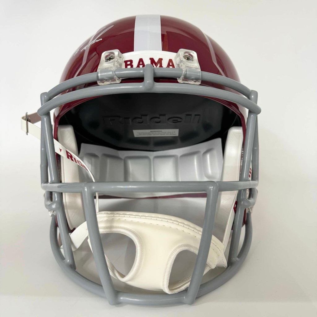 Autographed/Signed Nick Saban Alabama Crimson Tide FS Full Size College Football Helmet Beckett BAS COA