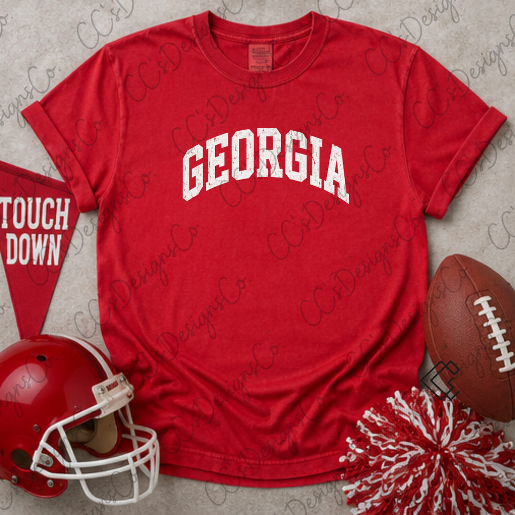 Georgia Shirt, Georgia Game Day Shirt, Red Football Tee, Distressed Collegiate Shirt, Georgia Football Shirt, Southern Game Day Tee
