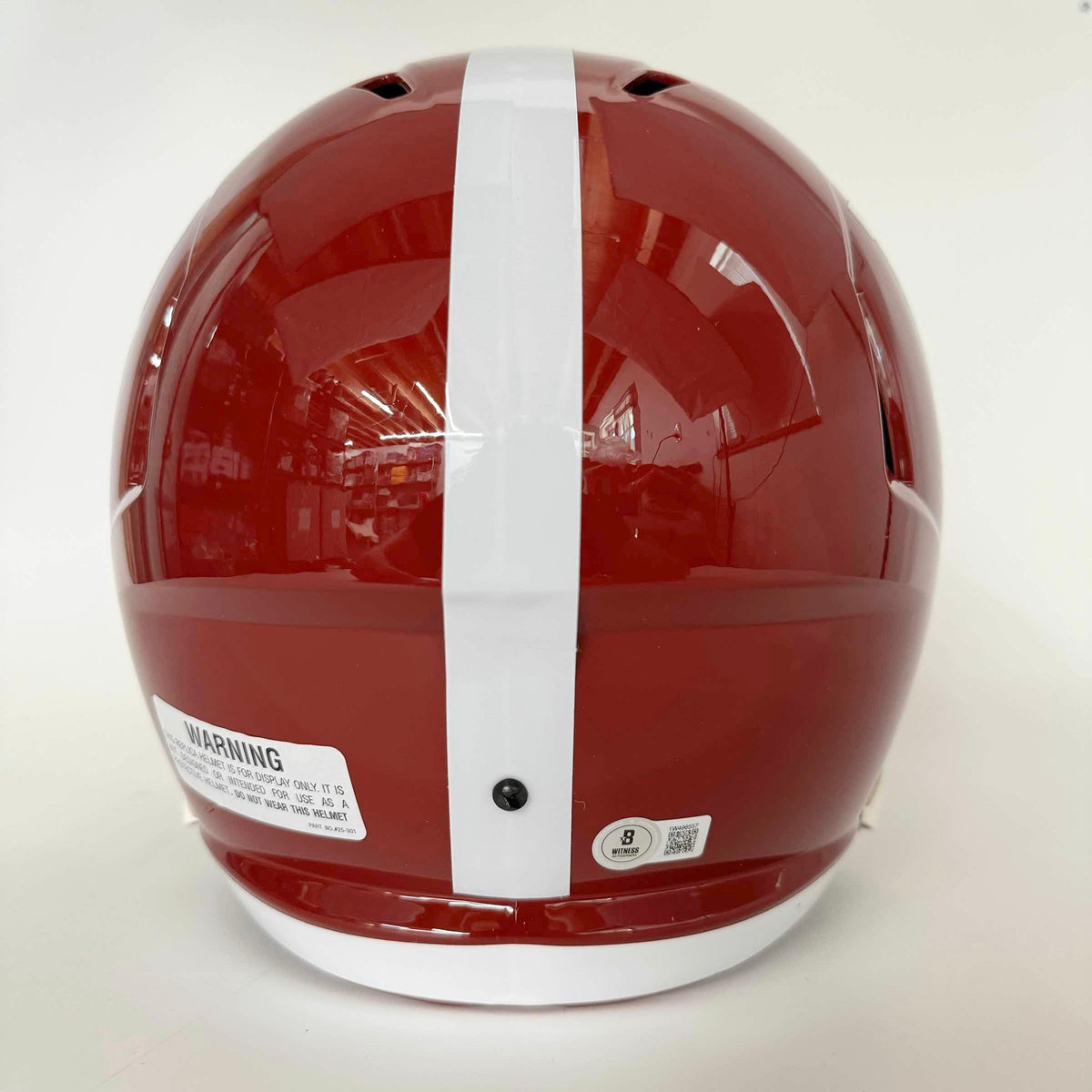 Autographed/Signed Nick Saban Alabama Crimson Tide FS Full Size College Football Helmet Beckett BAS COA
